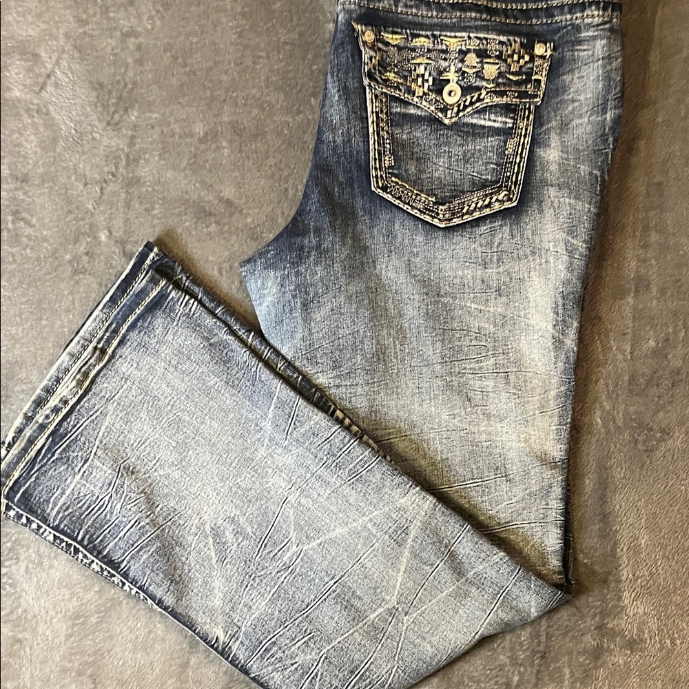 Ariya Distressed Blue Jeans WithSequins and Designs. Size 15/16 - Picture 1 of 10